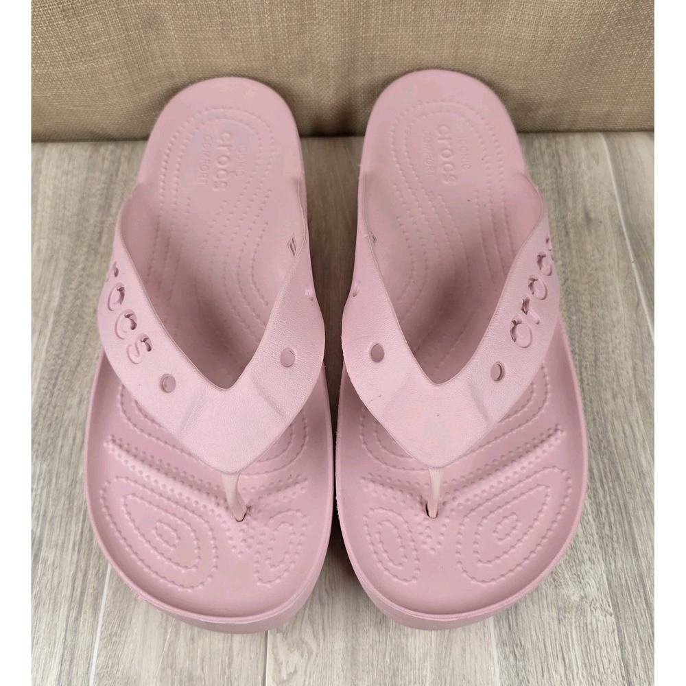 Crocs Baya Barely Pink Platform Flip Flops Thongs Sandals Womens 10 Beach Pool